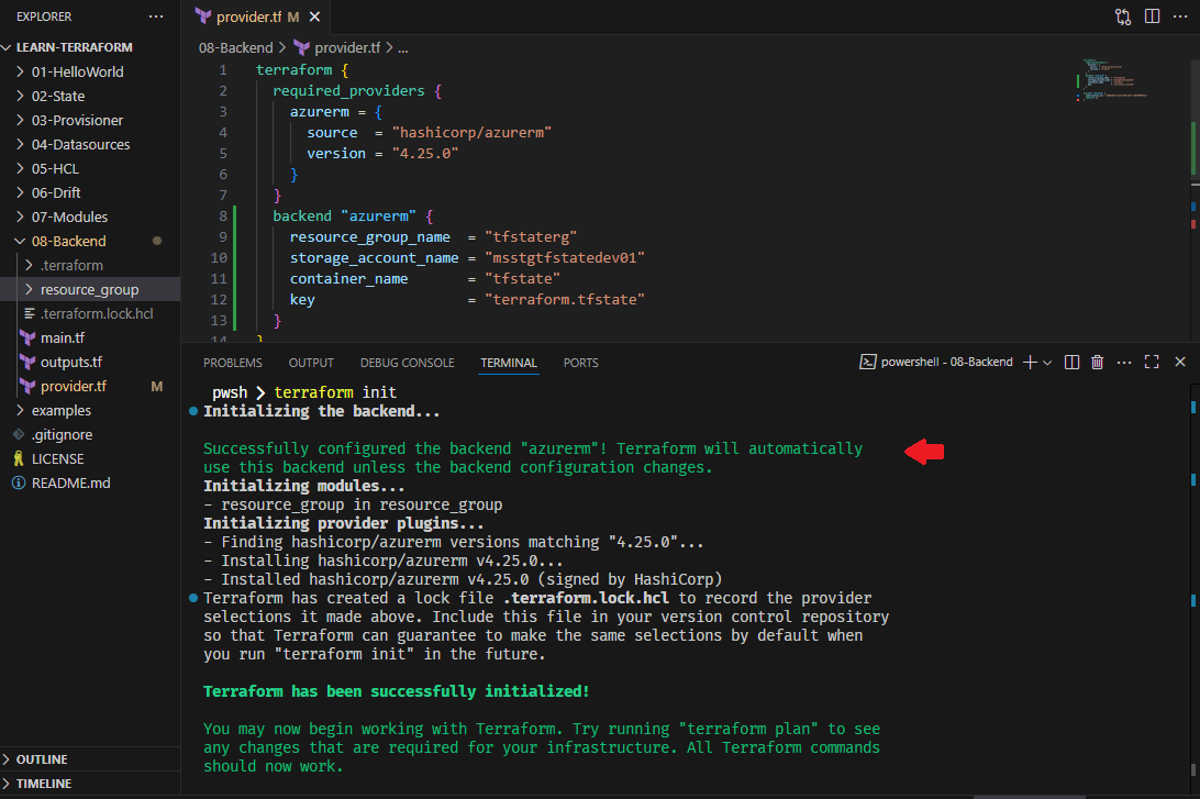 Terraform Init with Backend config.