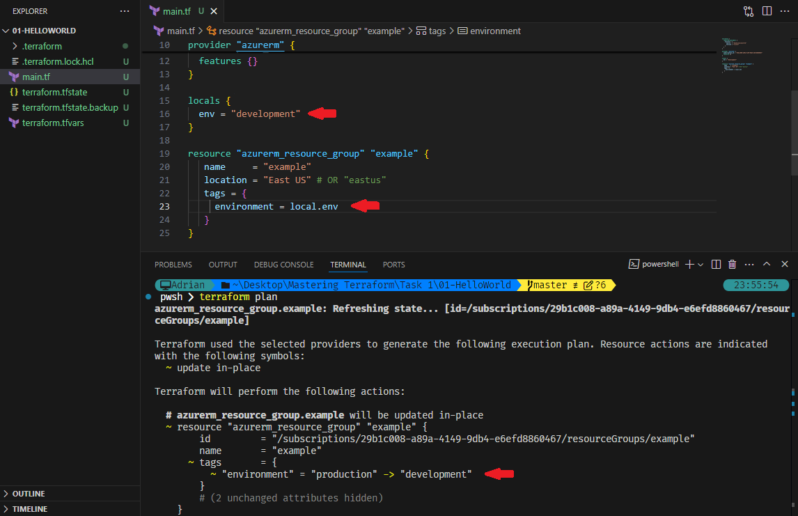 Use terraform locals