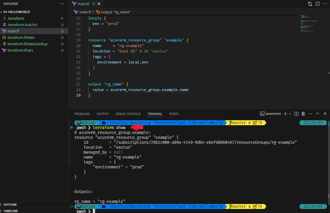 Use terraform show.
