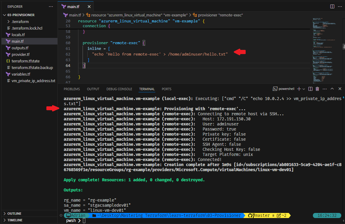 Terraform remote-exec provisioner.