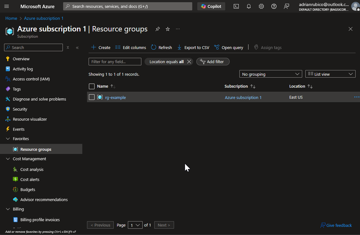 Verify resource created in Azure Portal.
